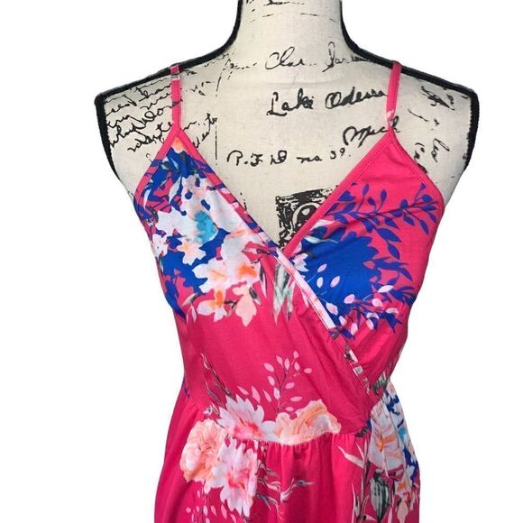 Ultranice hot pink floral assymetric sun dress NWT small - Picture 2 of 7